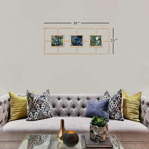 Multi Agate with Gold Frame Wall Décor - life of kuhl @HOME