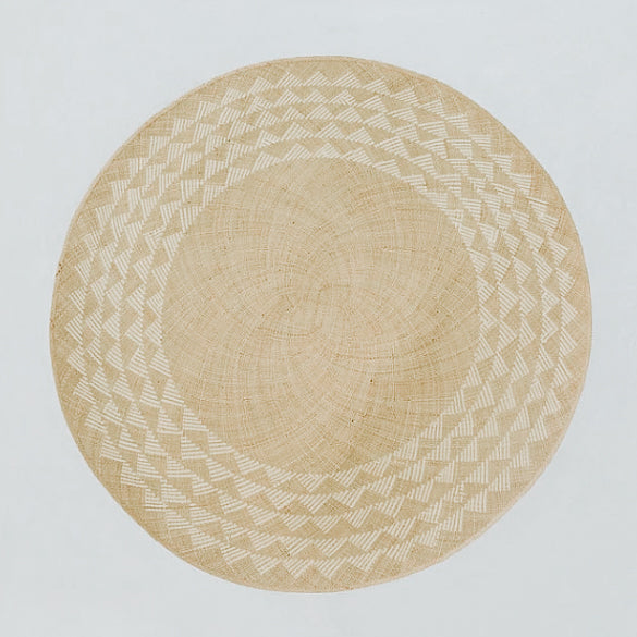White Triangle Mat | 4' Round | Natural Base  - life of kuhl @HOME