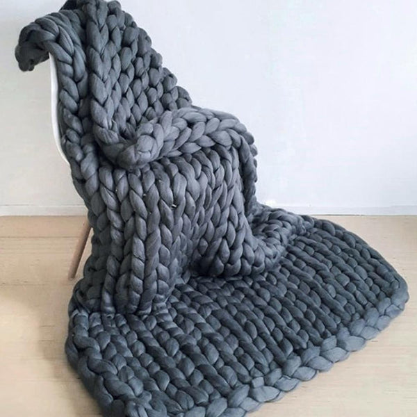 Chunky Knit Handmade Throw Blanket - life of kuhl @HOME