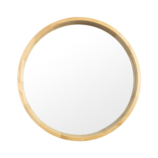 Round Modern Mirror With Wooden Frame - life of kuhl @HOME