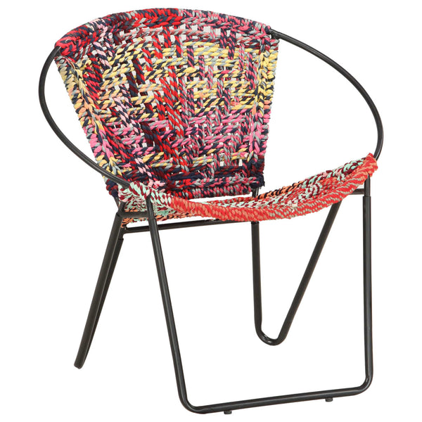 Circle Chair Multi-Color Chindi Fabric
