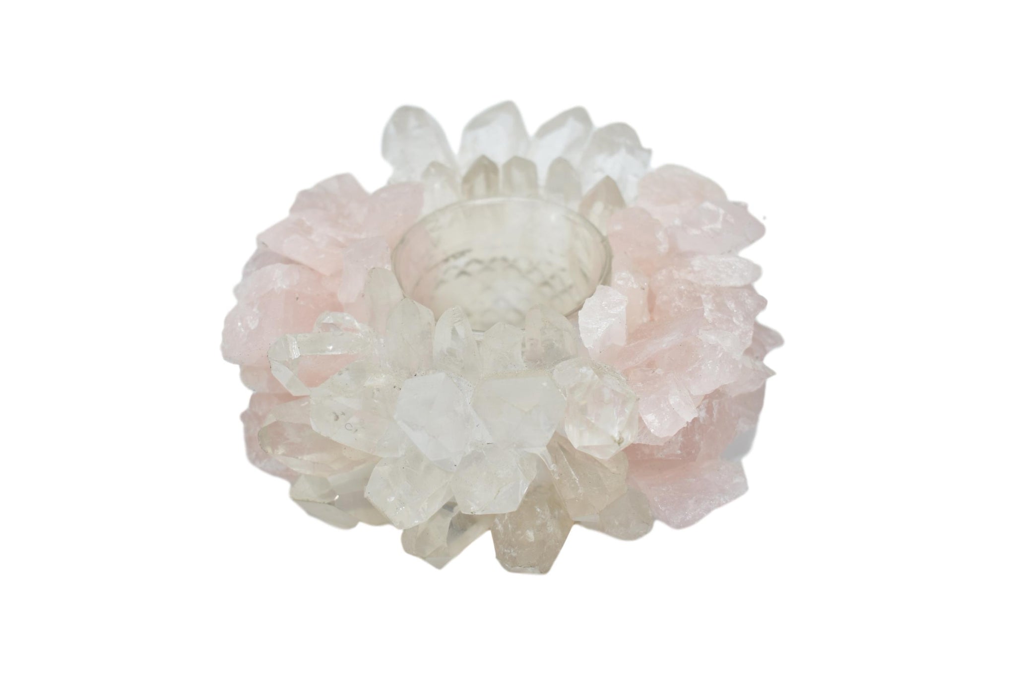 Rose Quartz and Quartz Votive Candle Holder - life of kuhl @HOME