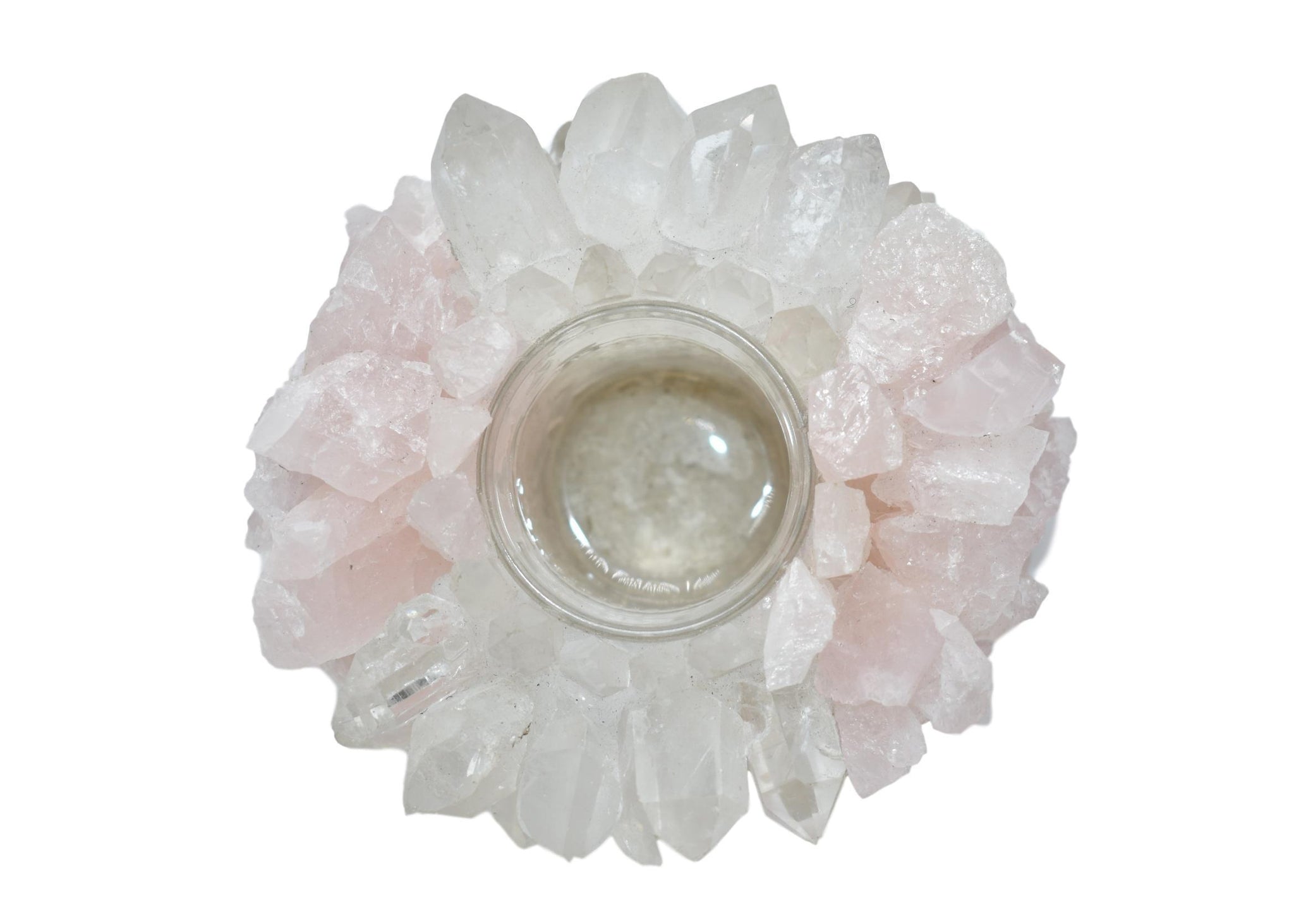 Rose Quartz and Quartz Votive Candle Holder - life of kuhl @HOME