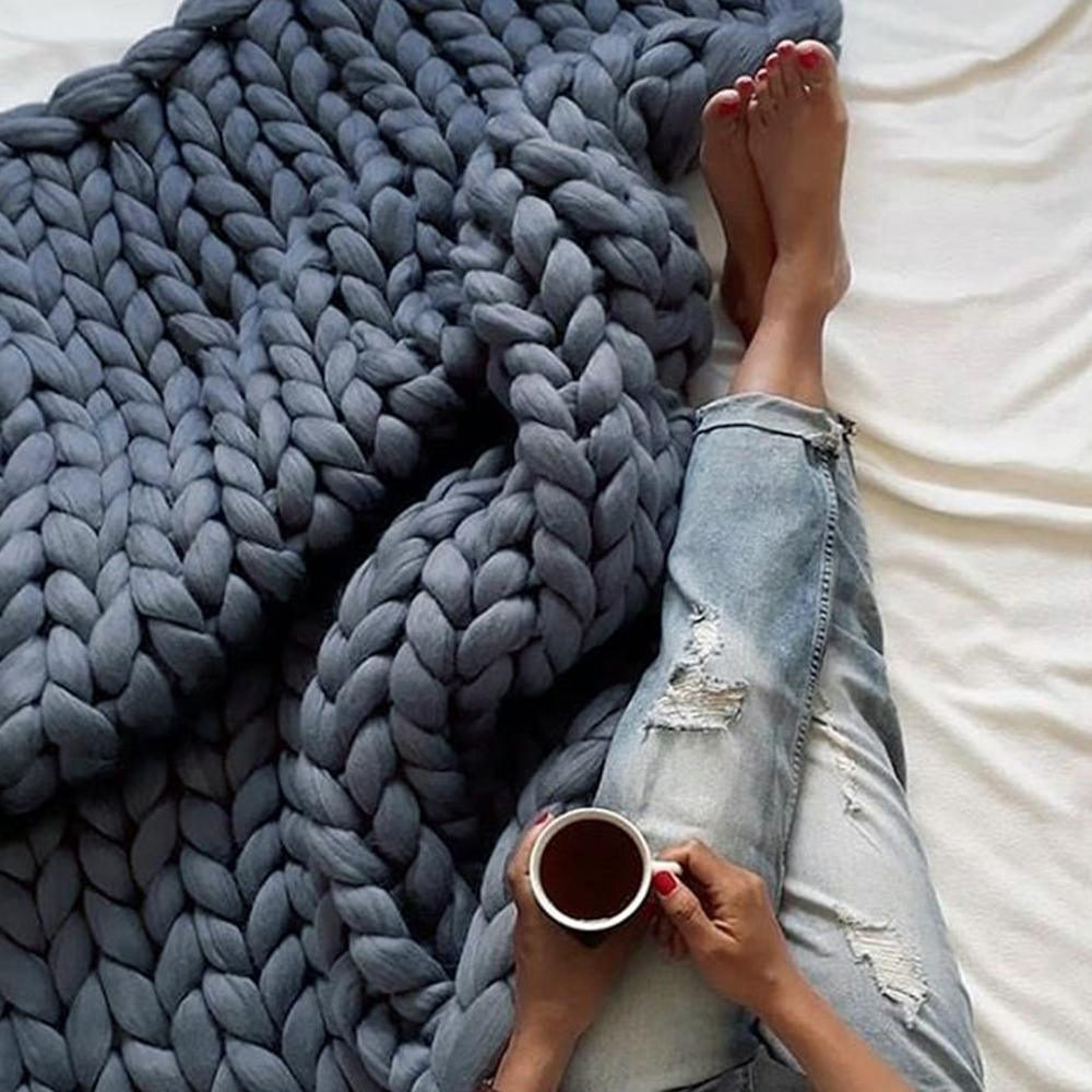 Chunky Knit Handmade Throw Blanket - life of kuhl @HOME