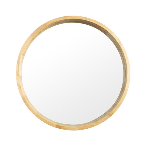 Round Modern Mirror With Wooden Frame - life of kuhl @HOME
