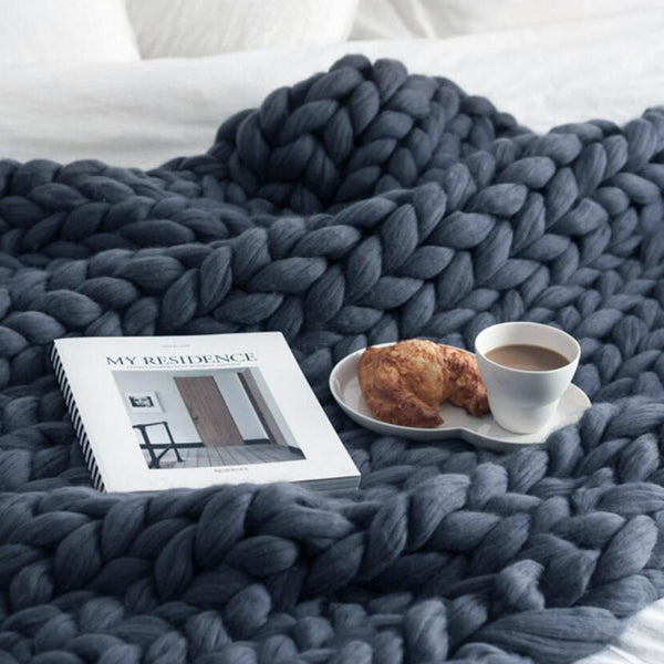 Chunky Knit Handmade Throw Blanket - life of kuhl @HOME